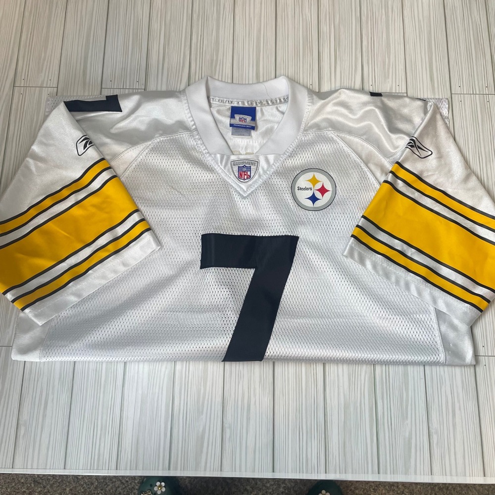 Reebok NFL Pittsburgh Steelers Ben Roethlisberger 7 Jersey White Mens Large